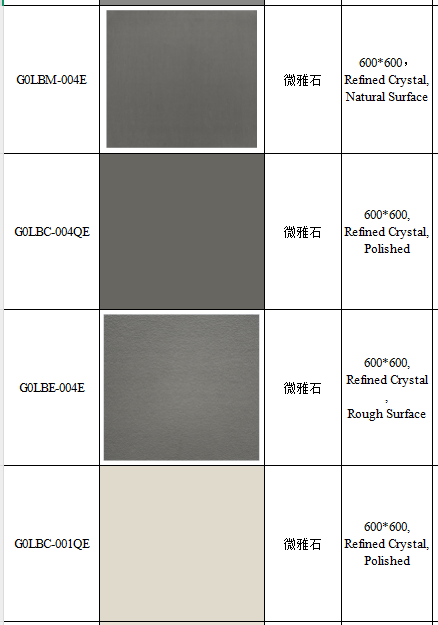 600*600 Refined Crystal Polished/Natural Surface/Rough Surface